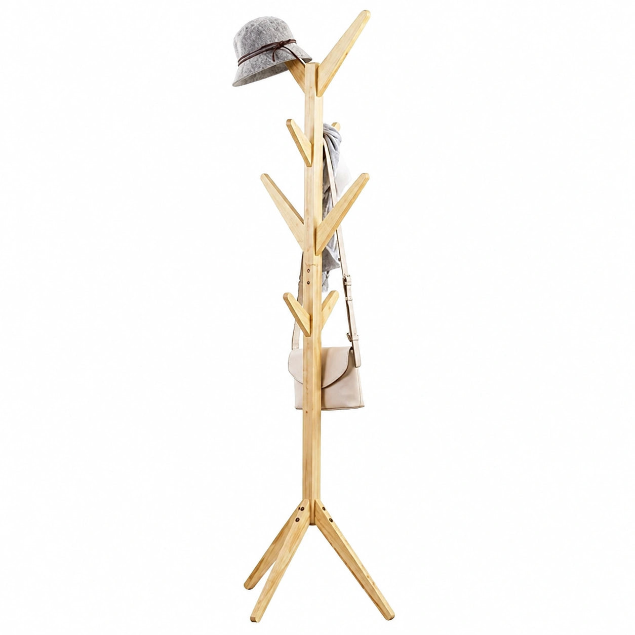 Perchero de madera sólida multifuncional para hogar, ideal para sombreros, abrigos y chaquetas, diseño compacto