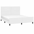 Cama Matrimonial con Cabecero Tapizado en Cuero Sintético Blanco 180x200 cm