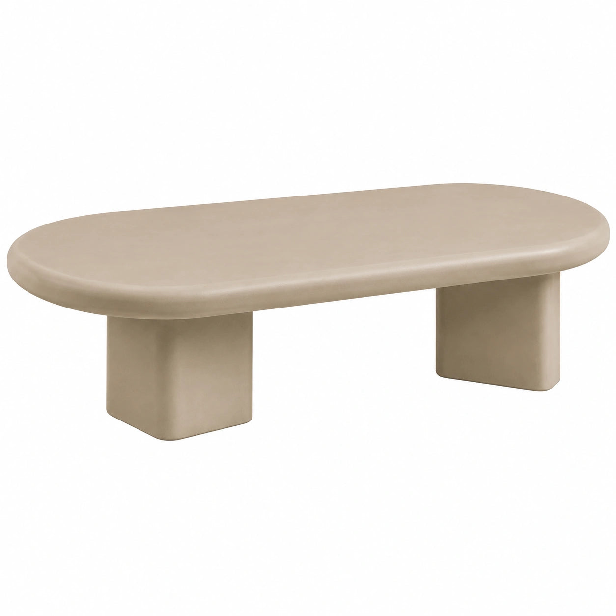 Mesa de Centro Industrial 140x70 cm, Poliresina, Cemento Arena, para Salón Moderno
