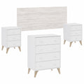 Conjunto de Dormitorio Completo en Blanco con Cabecero y Mesitas