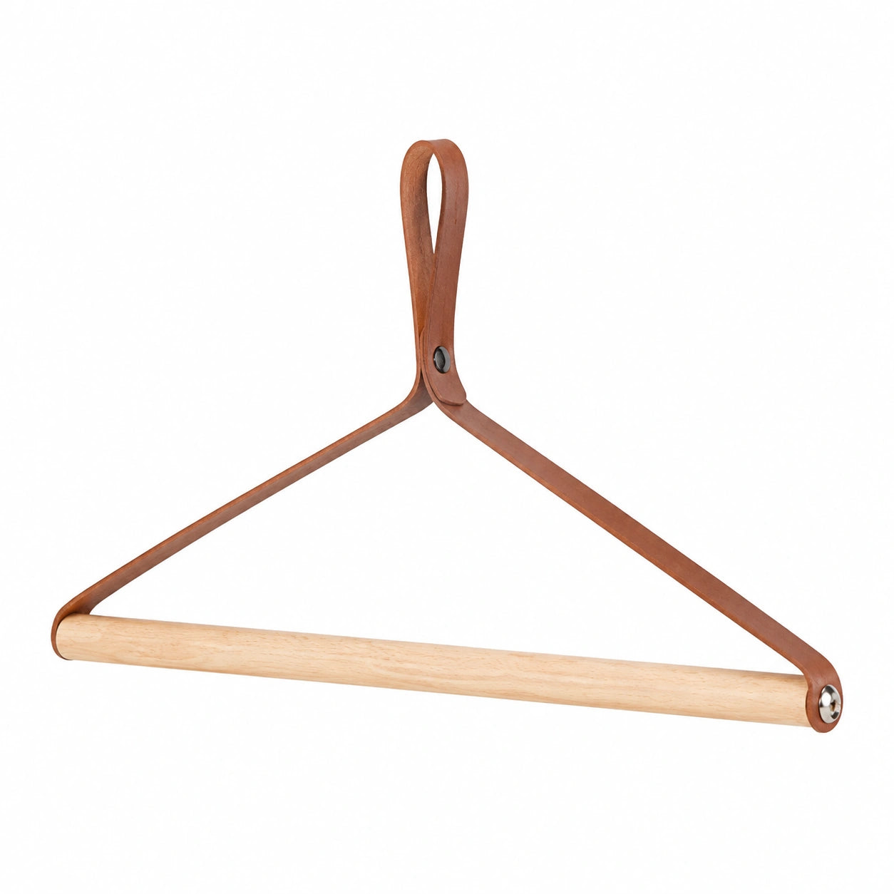 Pack de 2 Perchas de Madera y Cuero PU para Ropa y Trajes