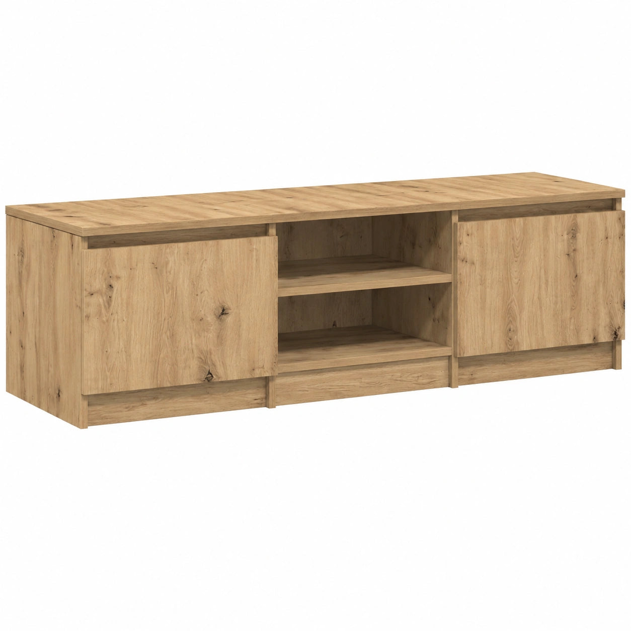 Mesa de TV de Madera de Ingeniería con Acabado Roble 140x40x36 cm