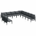 Conjunto de Sofás de Jardín 11 Piezas con Cojines Antracita en Negro Acero para Exteriores