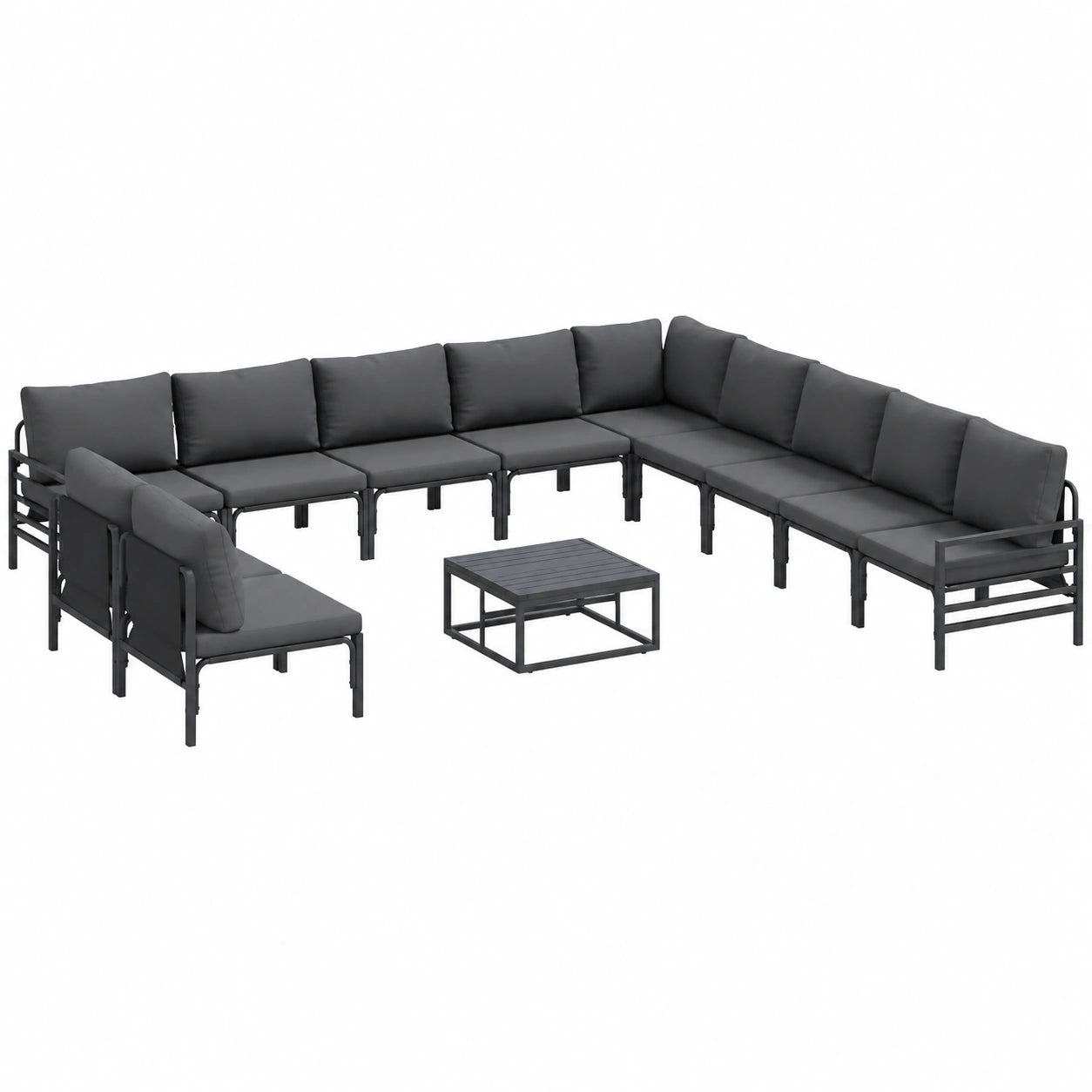 Conjunto de Sofás de Jardín 12 Piezas con Cojines Antracita, Moderno y Duradero para Terraza
