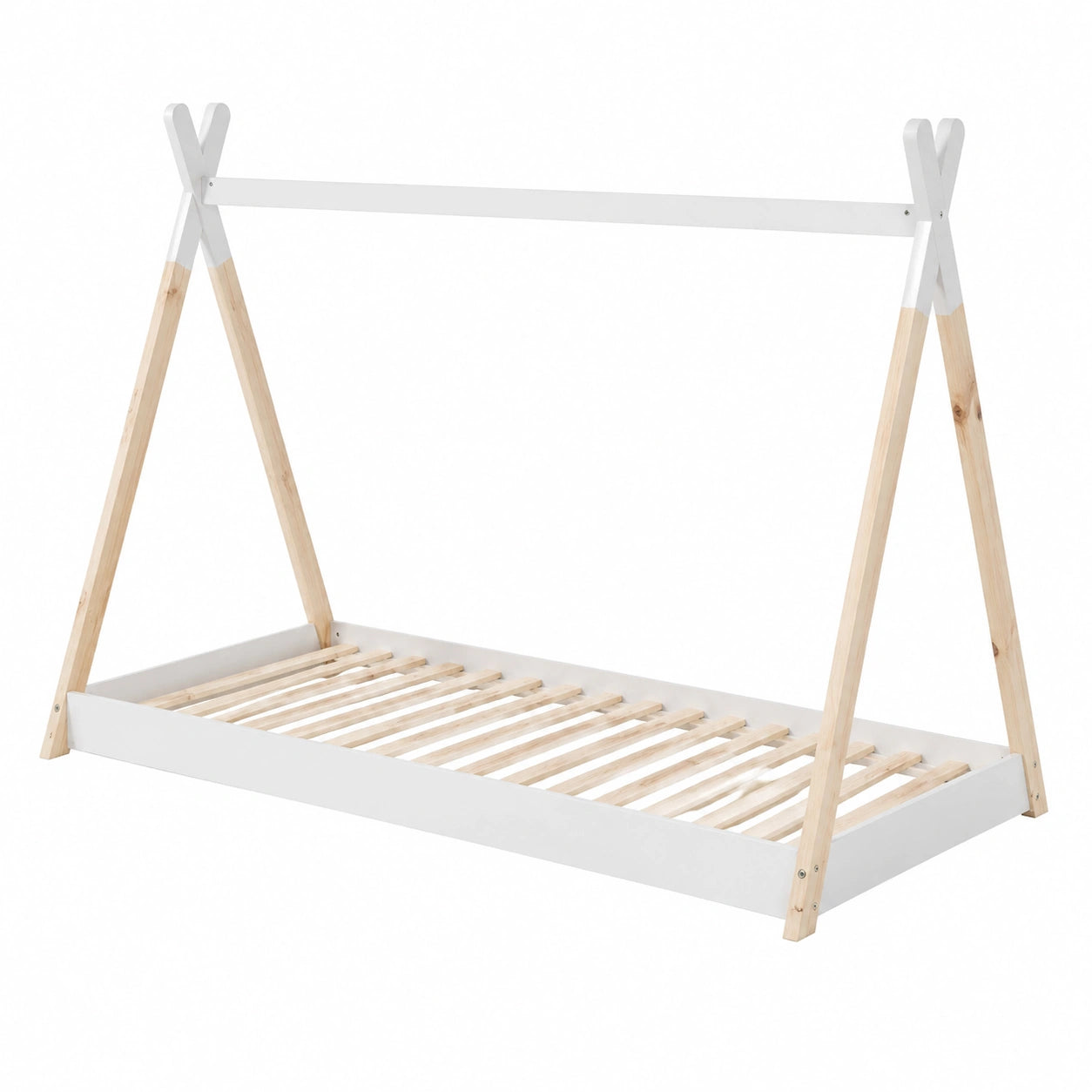 Cama Tipi de Vipack con Superficie de 90 x 200 cm, Blanco y Natural