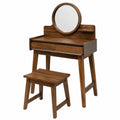 Tocador de Madera Compacto con Almacenamiento para Maquillaje, Ideal para Dormitorios Pequeños