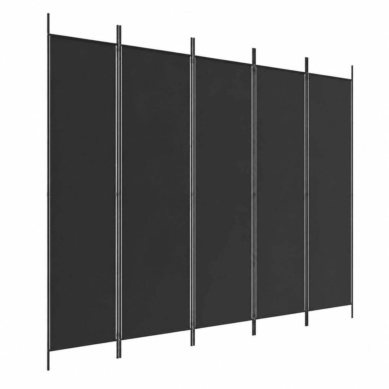 Biombo de Tela Negra de 5 Paneles, 250x200 cm, Separador Decorativo para Sala