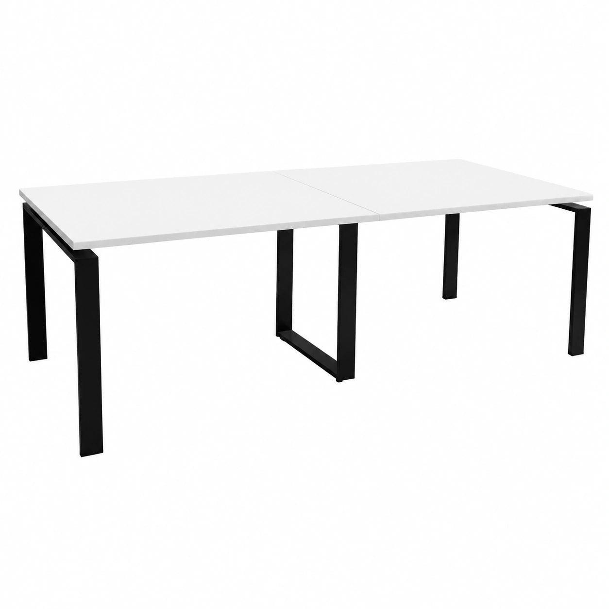 Mesa de Reuniones OFILIKE, Estructura Metálica Negra, Doble Tablero Blanco, 240x120 cm