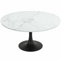 Mesa Redonda de Vidrio Templado con Diseño de Mármol para Exteriores 40x0,8 cm