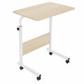 Mesa Auxiliar Portátil con Ruedas, Altura Ajustable 60x40CM, Color Arce Blanco