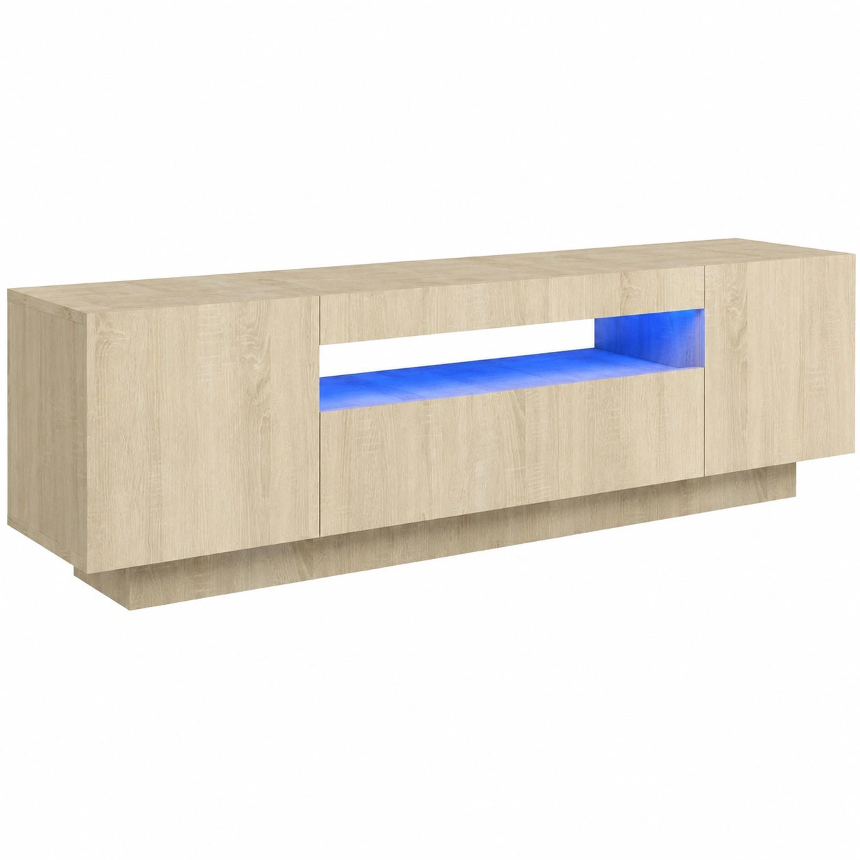 Mueble de TV con Luces LED y Almacenamiento, Roble Sonoma