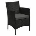 Conjunto de Muebles de Jardín Yaheetech con Cojines, Sillas de Ratán PE y Mesa de Vidrio para Terraza o Balcón, Negro
