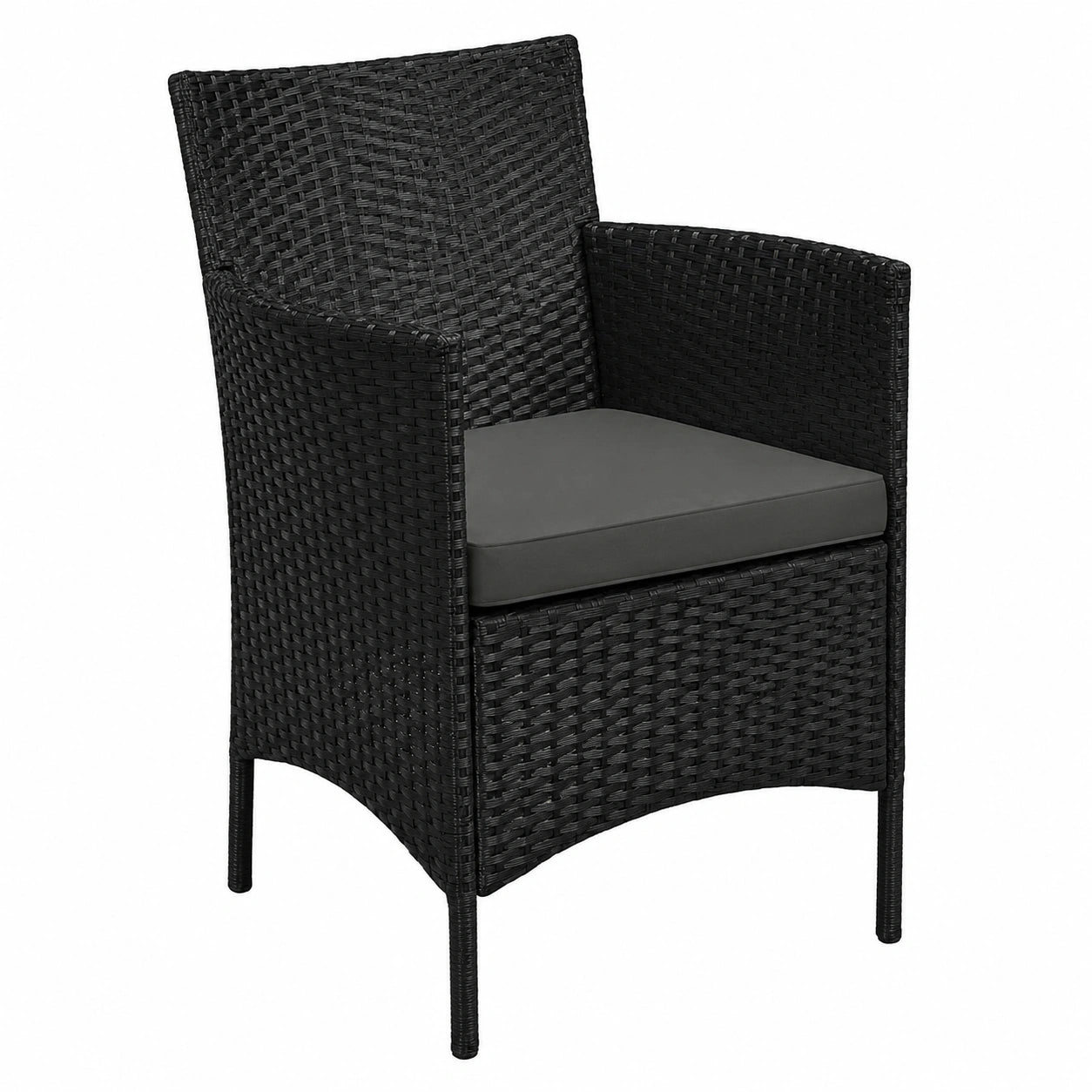 Conjunto de Muebles de Jardín Yaheetech con Cojines, Sillas de Ratán PE y Mesa de Vidrio para Terraza o Balcón, Negro