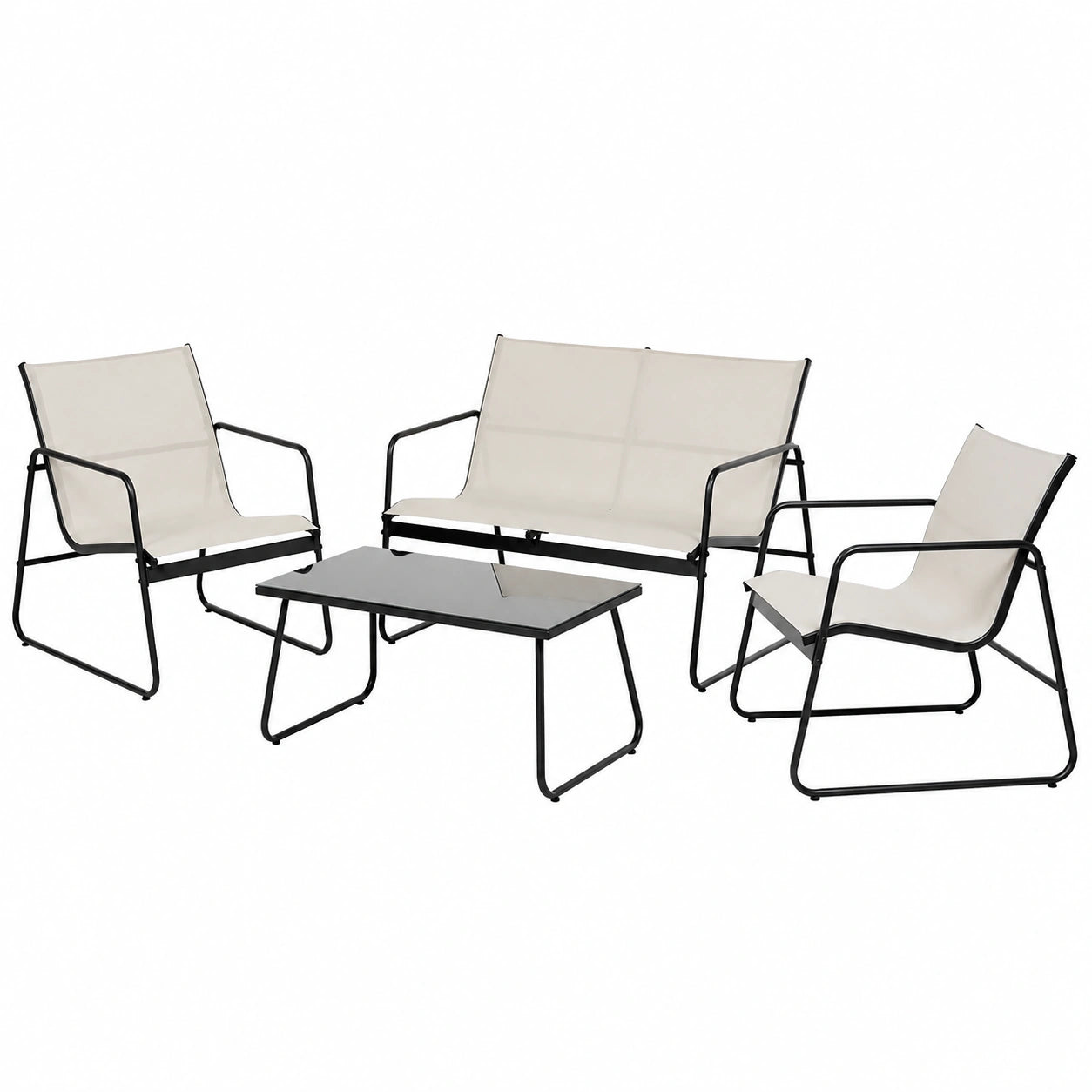 Conjunto de Muebles para Jardín, Terraza o Balcón en Color Crema