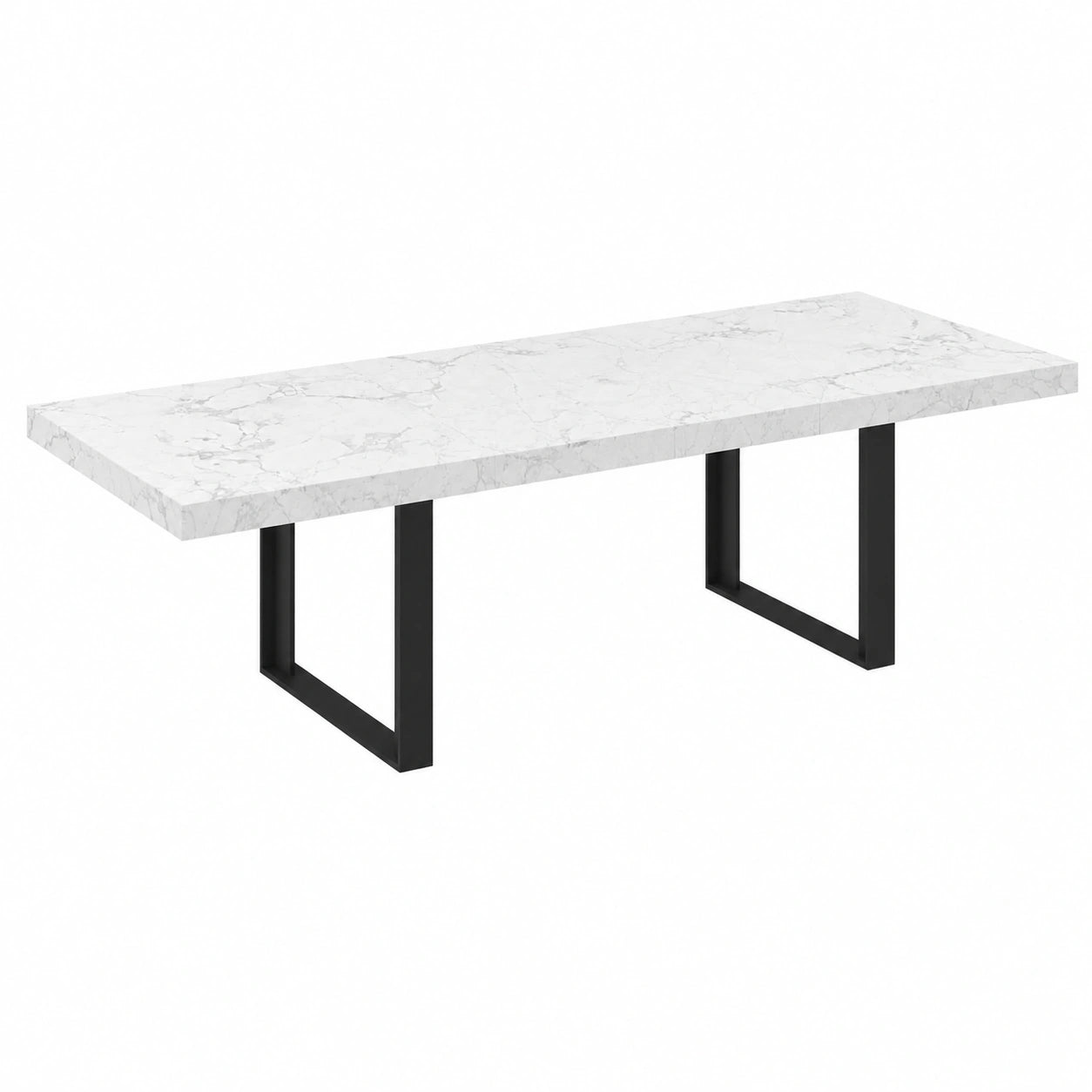 Mesa de Comedor Extensible Phoenix Rectangular para 6-12 Personas, Efecto Mármol Blanco Alaska, 200-300 cm