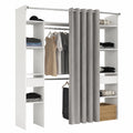 Armario Modular Abierto Blanco con Cortina y Estantes