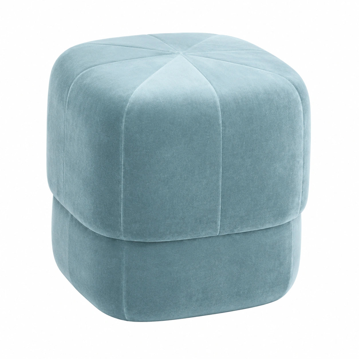 Puff redondo acolchado azul claro, asiento adicional para sala de estar, 40 x 40 x 46 cm