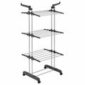 Tendedero Vertical Plegable 4 Niveles con Ruedas y Perchas de Madera