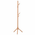 Colgador de Pie de Madera Natural con Diseño Minimalista de 8 Ganchos