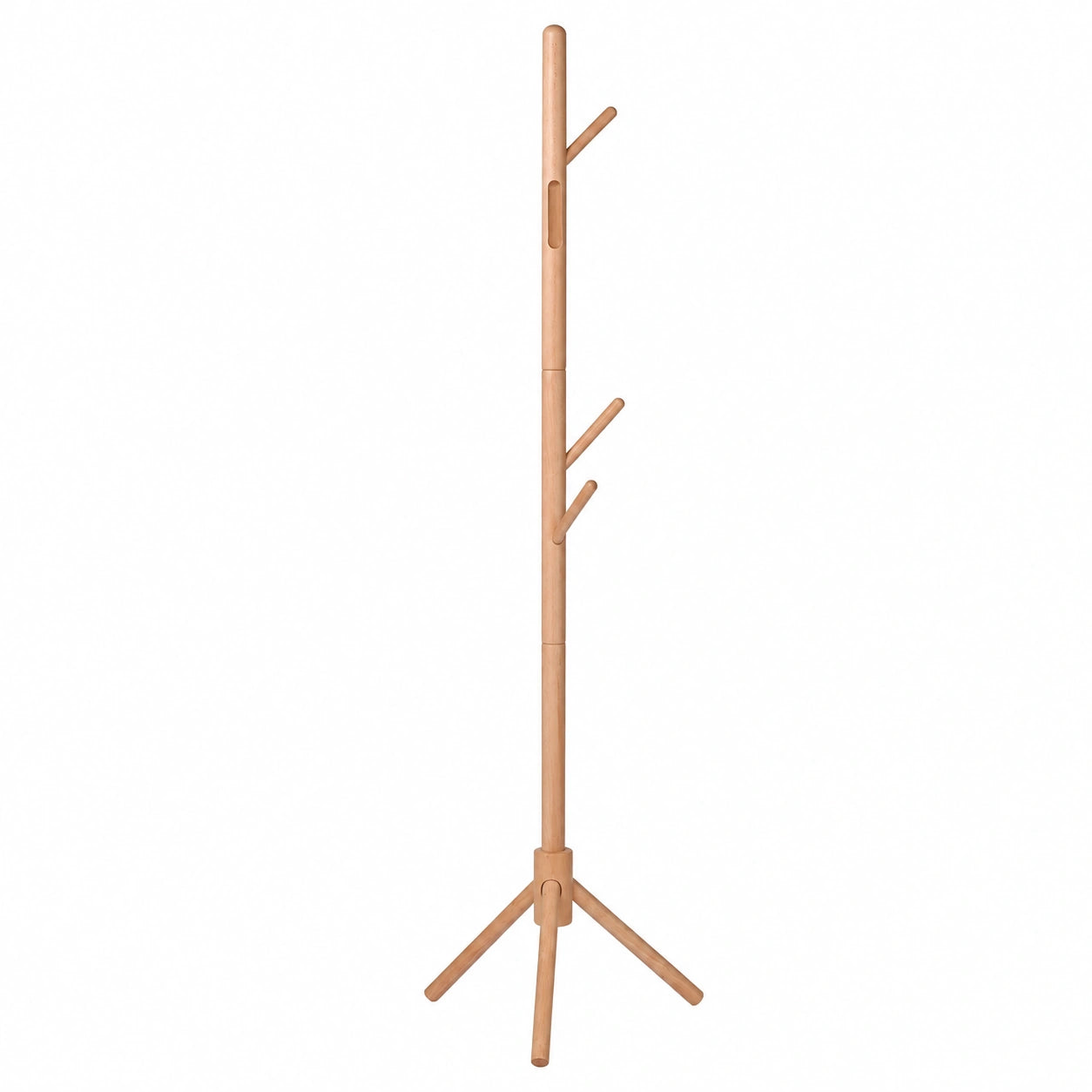 Colgador de Pie de Madera Natural con Diseño Minimalista de 8 Ganchos
