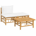 Conjunto de Muebles de Jardín de Bambú con Cojines Crema