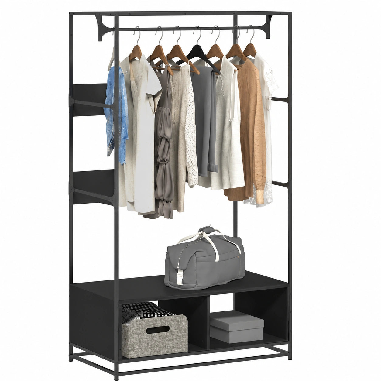 Armario Moderno de Madera Negra para Dormitorio 90x50x180 cm