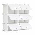 Zapatero Modular HOOBRO con 6 Compartimentos y Puerta, Estantería de Plástico para Salón, Pasillo y Dormitorio, Blanco