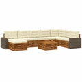 Conjunto de Sofás de Jardín en Acacia Natural con Cojines Crema - 9 Piezas