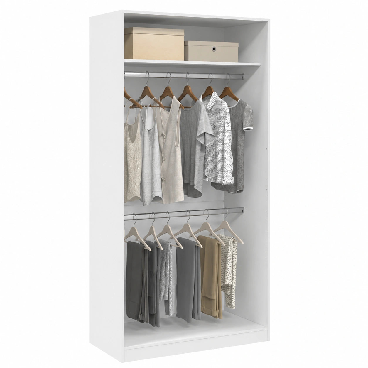 Armario Blanco de Madera 100x50x200 cm para Dormitorio