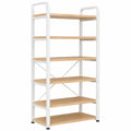 Carro de Almacenamiento 5 Niveles con Soporte para Impresora en Blanco y Madera 60x40x140 cm