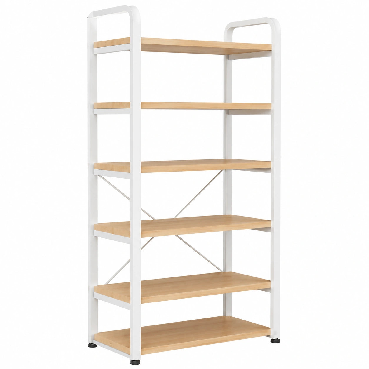 Carro de Almacenamiento 5 Niveles con Soporte para Impresora en Blanco y Madera 60x40x140 cm