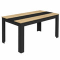 Mesa de Comedor Rectangular para 8 Personas, Color Negro y Efecto Haya, 160 x 90 cm