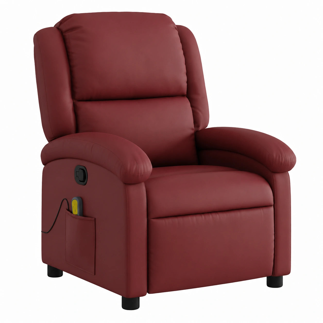 Sillón Reclinable de Masaje en Cuero Sintético Rojo Vino para Salón