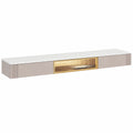 Mueble de TV de madera maciza montado en pared, moderno y elegante para sala de estar