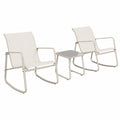 Conjunto de Jardín Tenerife Beige - Mecedora 2 Plazas con Mesa y Sillones de Acero