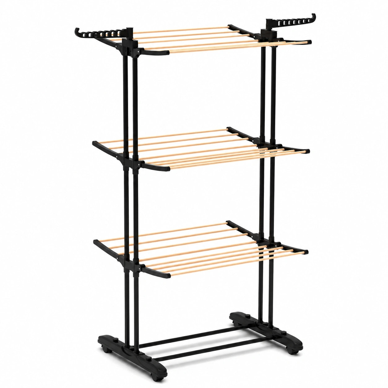 Tendedero Vertical de Metal con Ruedas y Estilo Madera, 3 Niveles, 6 Alas Plegables