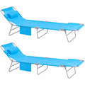 Conjunto de 2 Tumbonas Reclinables Plegables con Cojín y Bolsillo, Azul