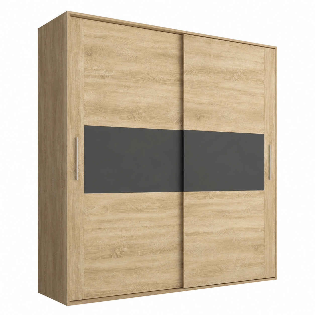 Armario Moderno con Puertas Correderas en Cambrian y Grafito - 180x207,6x55 cm