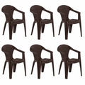 Conjunto de 6 Sillas de Jardín Apilables Resistente UV - Uso Exterior en Terraza y Balcones - Plástico Reciclado - Hechas en España - Modelo Dream Wengué