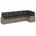 Conjunto de Sofás de Jardín Modular 6 Piezas con Cojines, Resistente al Clima, para Patio y Terraza, Gris y Marrón