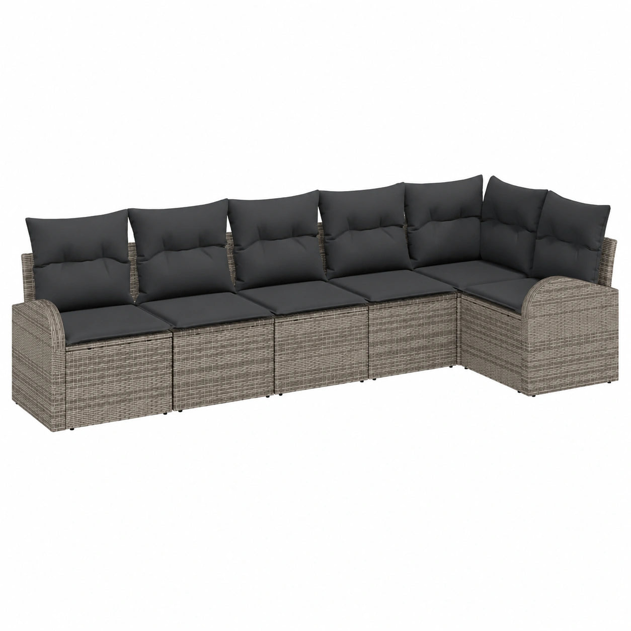 Conjunto de Sofás de Jardín Modular 6 Piezas con Cojines, Resistente al Clima, para Patio y Terraza, Gris y Marrón