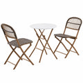 Juego de Muebles de Exterior METRO Professional: Mesa y Sillas de Acero y Ratán, 3 Piezas, Beige/Blanco