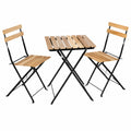 Conjunto de Muebles Plegables para Jardín de 3 Piezas: Mesa y 2 Sillas en Metal y Madera, Estilo Bistró Retro con Patas Antideslizantes para Terrazas y Balcones
