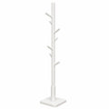 Perchero de Madera Maciza con 8 Ganchos, Estilo Árbol, Blanco