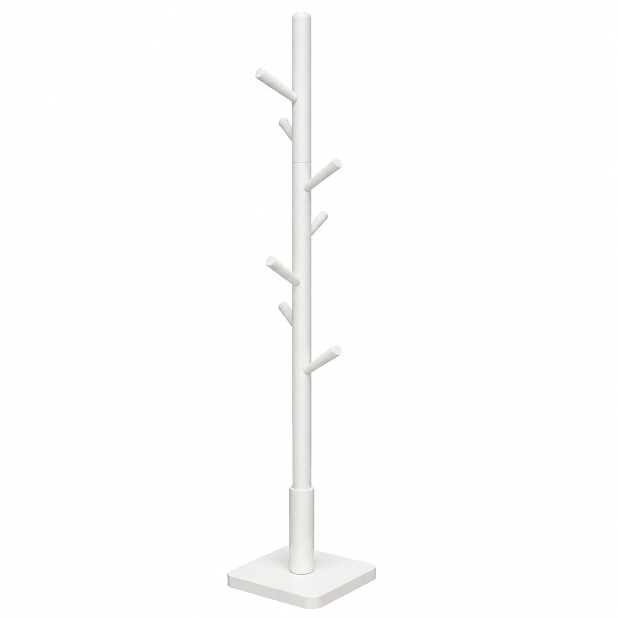 Perchero de Madera Maciza con 8 Ganchos, Estilo Árbol, Blanco