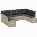 Conjunto Modular de Sofás de Jardín de Ratán Sintético 9 pcs Light Grey